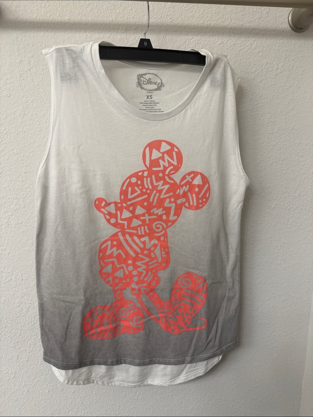 Disney White & Coral Graphic Mickey Tank Top